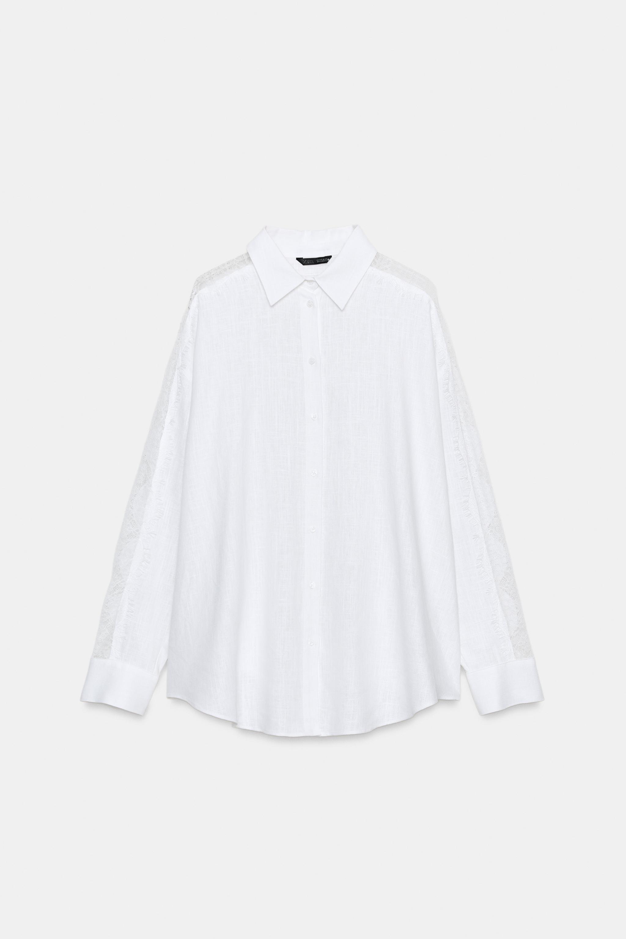 CHEMISE OVERSIZE DENTELLE ET LIN